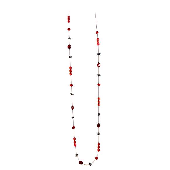 Long Red Purple Iridescent Gold Tone Long 60in Station Necklace - Picture 1 of 2